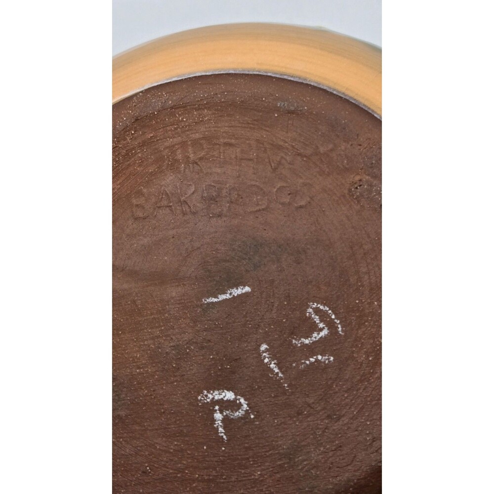 Earthworks Barbados Salad Bowl 6.5" Orange & Turquoise Stoneware Spiral Dot - Picture 7 of 13